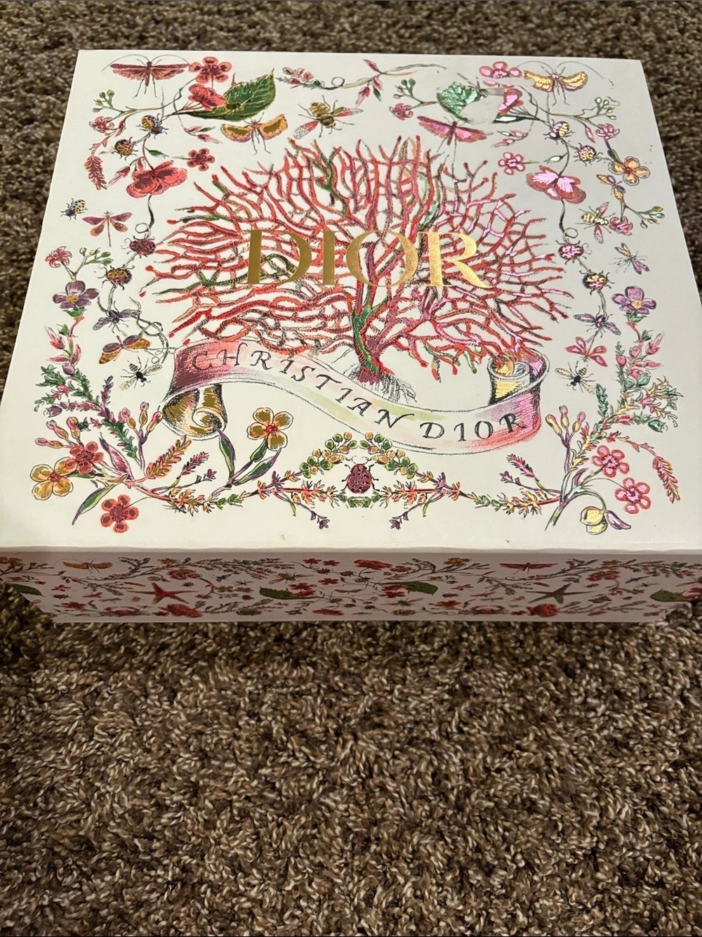 Dior Decorative Floral Box in White & Multicolor